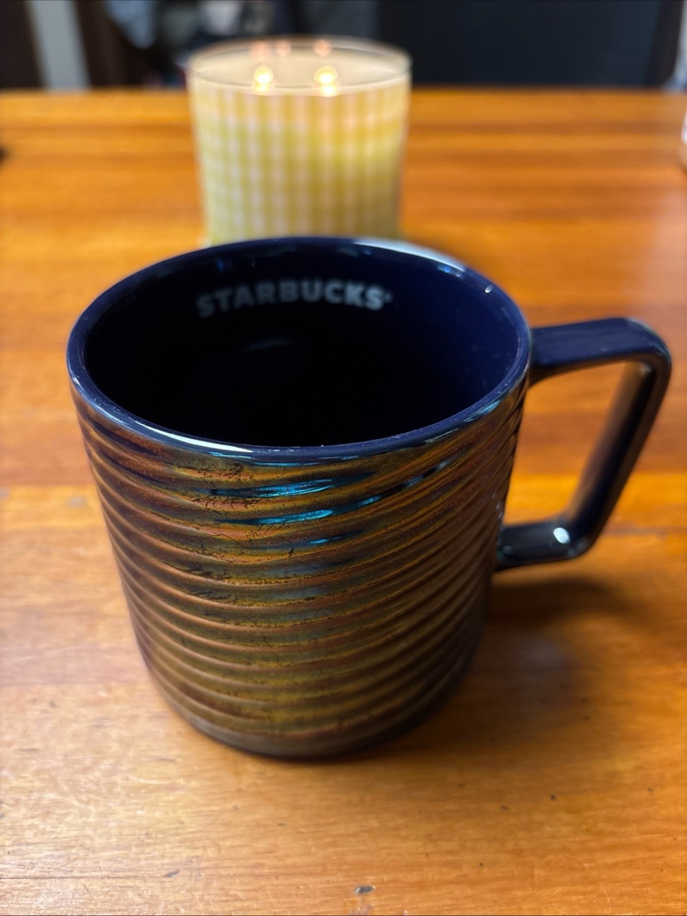 Starbucks Navy Iridescent Ribbed Mug